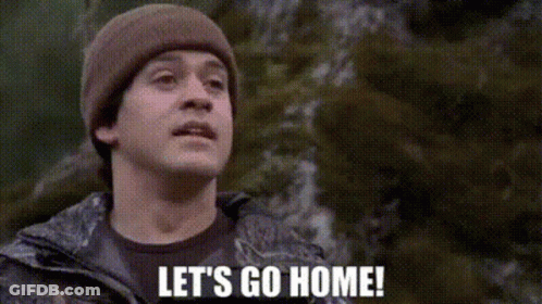 Man In Hat And Jacket Saying Let's Go Home GIF