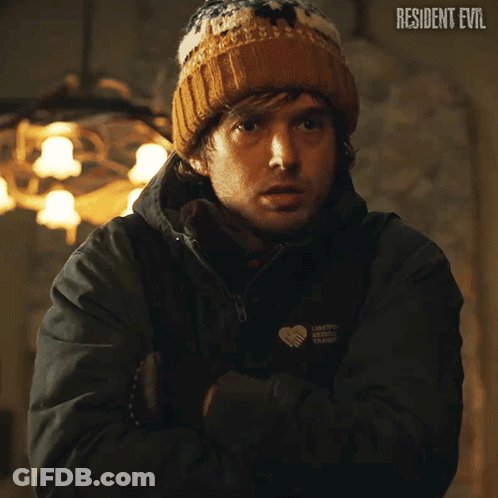 Man In Hat And Jacket With Resident Evil GIF