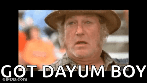 Man In Hat And Plaid Shirt Saying Got Dayum Boy GIF