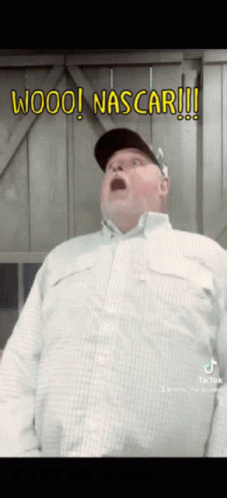 Man In Hat And Plaid Shirt Saying Wooo Nascar GIF