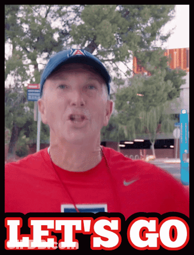 Man In Hat And Red Shirt Saying Let's Go GIF
