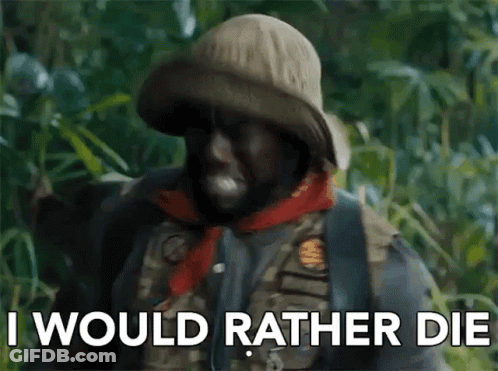 Man In Hat And Scarf Says I Would Rather Die GIF