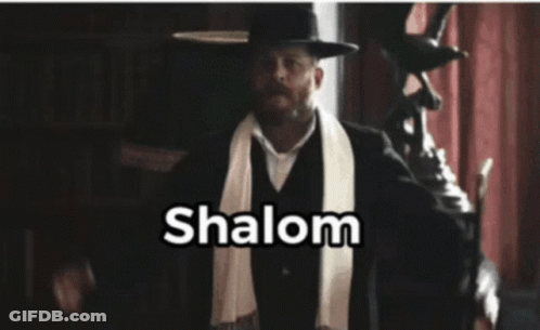 Man In Hat And Scarf With Shalom GIF