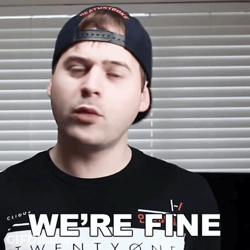 Man In Hat And Shirt Saying We're Fine GIF