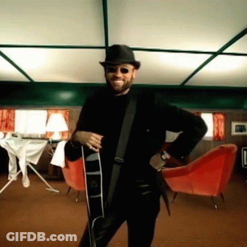 Man In Hat And Sunglasses Holding Guitar GIF