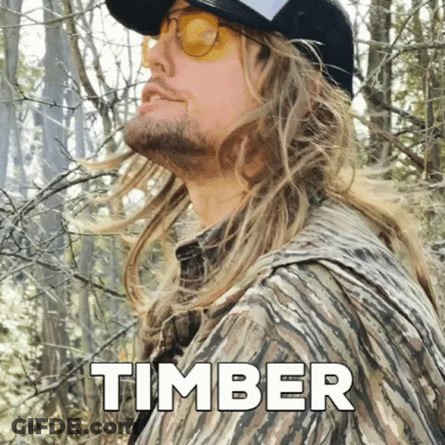 Man In Hat And Sunglasses In Woods Saying Timber GIF