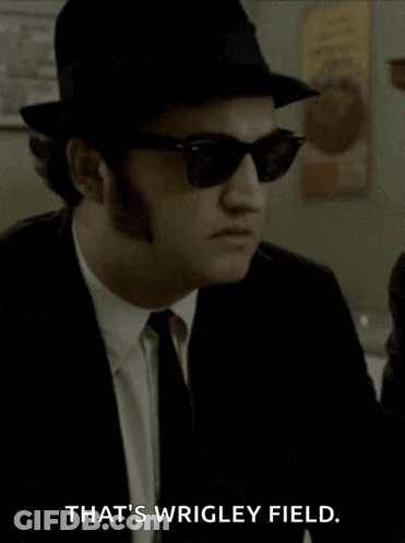 Man In Hat And Sunglasses Saying That's Wrigley Field GIF