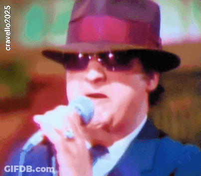 Man In Hat And Sunglasses Singing Into Microphone GIF