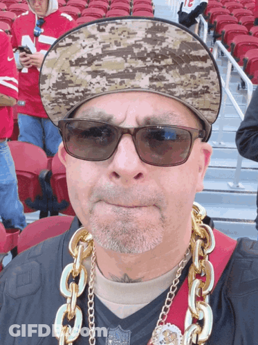 Man In Hat And Sunglasses With 49Ers Chain GIF