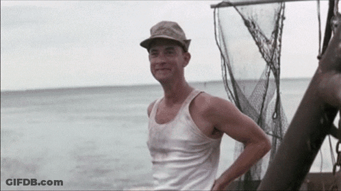 Man In Hat And Tank Top On Boat GIF