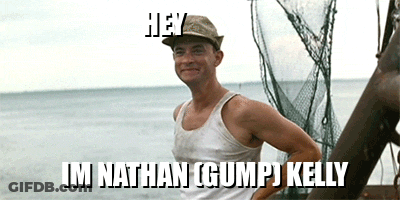 Man In Hat And Tank Top Says Hey Im Nathan Gump Kelly GIF