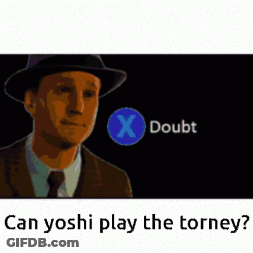 Man In Hat And Tie Asking Yoshi To Play GIF