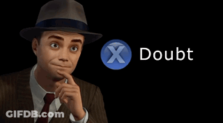 Man In Hat And Tie In Front Of Blue X Button GIF