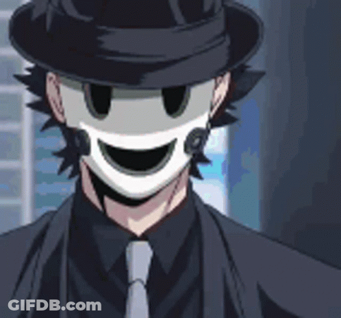 Man In Hat And Tie Wearing Mask GIF