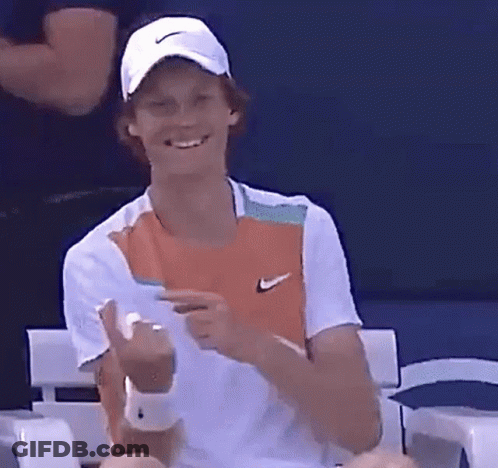 Man In Hat And White Shirt Smiling Pointing GIF