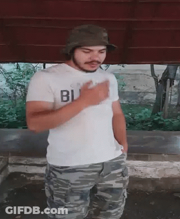 Man In Hat And White Shirt With Letter B GIF