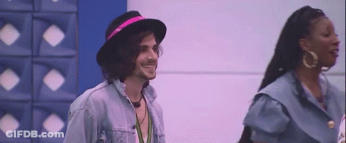 Man In Hat And Woman With Earrings GIF