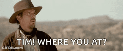 Man In Hat Asking Where Tim Is GIF
