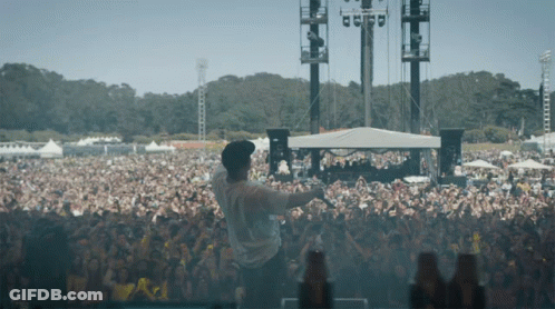 Man In Hat At Festival Crowd GIF