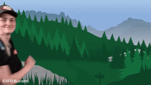 Man In Hat Before Forest Painting GIF