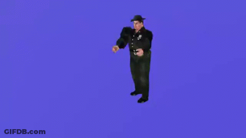 Man In Hat Dancing On Blue Background GIF