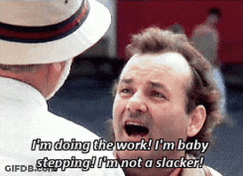 Man In Hat Doing Work Baby Stepping GIF