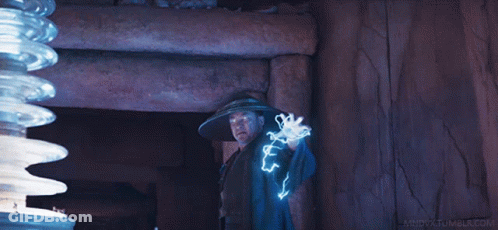 Man In Hat Holding Lightning Bolt GIF