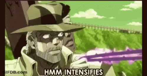 Man In Hat Holding Purple Sword Hmm Intensifies GIF