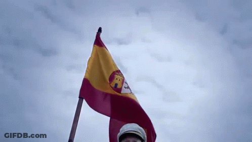 Man In Hat Holding Spanish Flag GIF