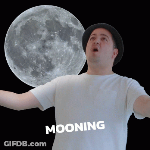 Man In Hat Mooning In Front Of Full Moon GIF