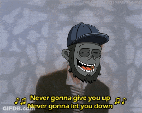 Man In Hat Never Gonna Give You Up GIF
