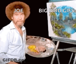 Man In Hat Painting Joe Big Bird GIF