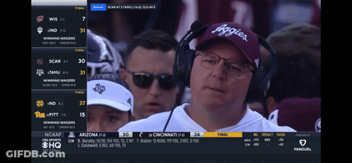 Man In Hat Saying Aggies Watching Football Game GIF