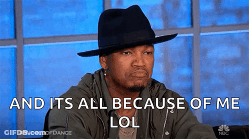 Man In Hat Saying And It's All Because Of Me LOL GIF