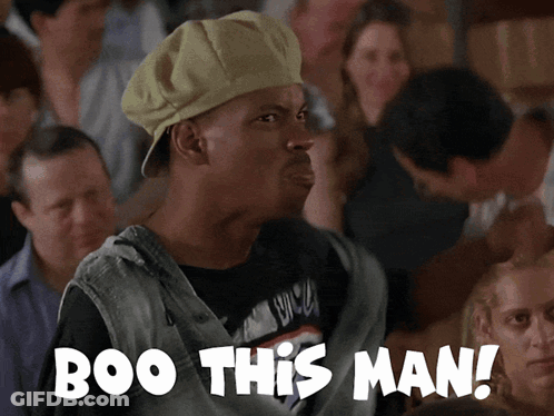 Man In Hat Saying Boo To Crowd GIF