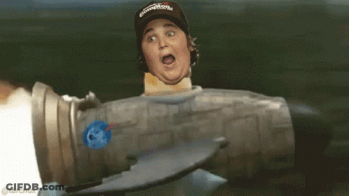 Man In Hat Saying Champions In Rocket GIF