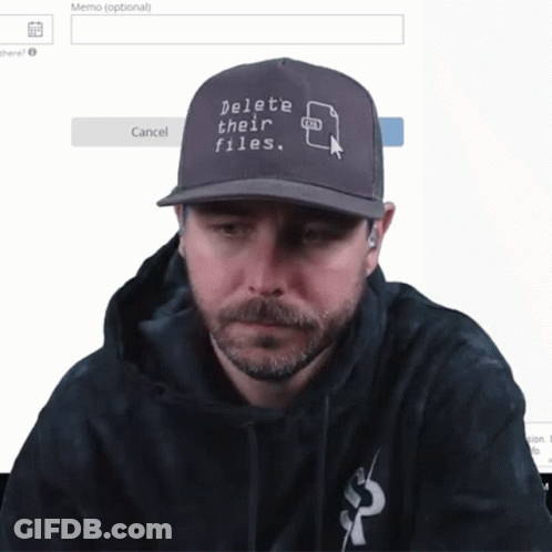 Man In Hat Saying Delete Their Files GIF