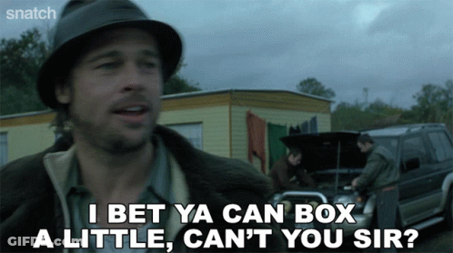 Man In Hat Saying I Bet Ya Can Box A Little GIF
