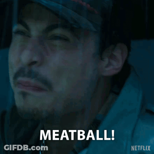 Man In Hat Saying Meatball Netflix Ad GIF