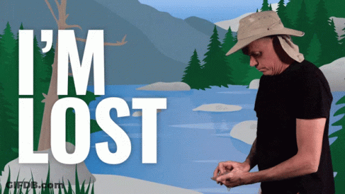 Man In Hat Says I'm Lost At Lake GIF