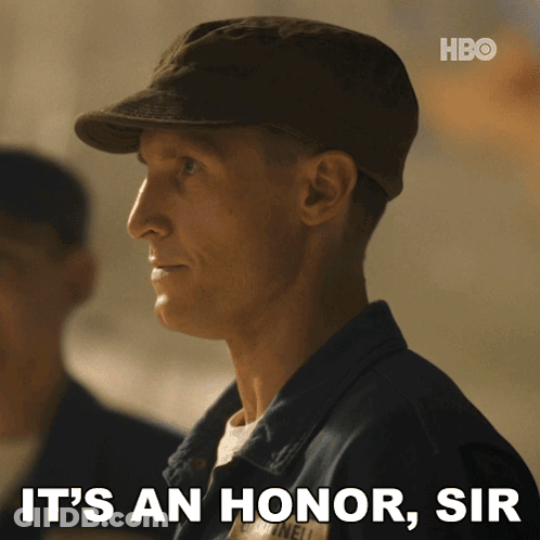 Man In Hat Says It's An Honor Sir GIF