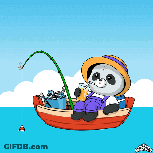 Man In Hat Sitting In Boat With Motor GIF