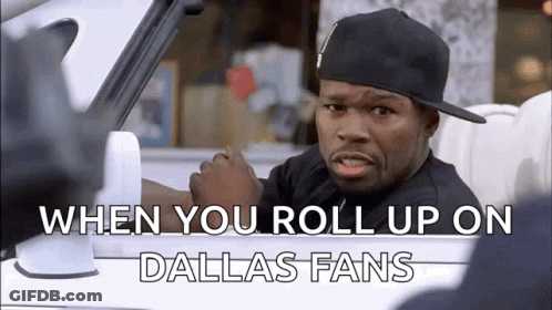 Man In Hat Sitting In Car Saying When You Roll Up On Dallas Fans GIF
