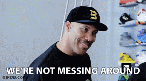 Man In Hat Smiling Saying Were Not Messing Around GIF