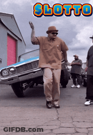 Man In Hat Standing In Front Of Lotto Car GIF