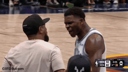 Man In Hat Talking To Basketball Player GIF