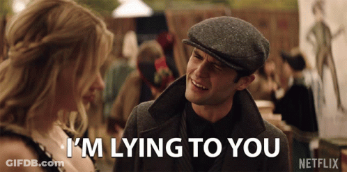 Man In Hat Telling Woman I'm Lying To You GIF