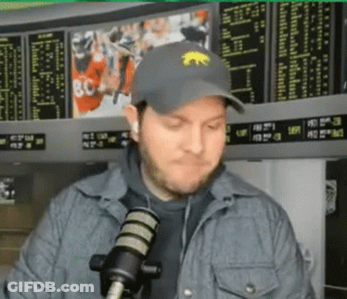 Man In Hat With Bear Talking Into Microphone GIF