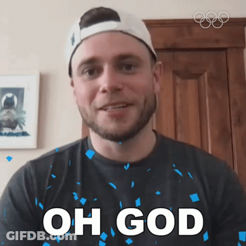Man In Hat With Oh God Shirt GIF