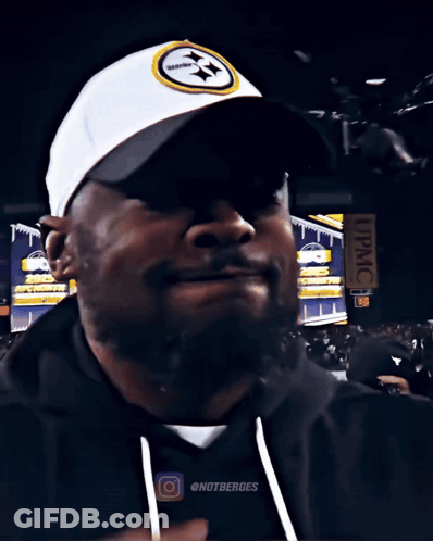 Man In Hat With Pittsburgh Steelers Logo GIF